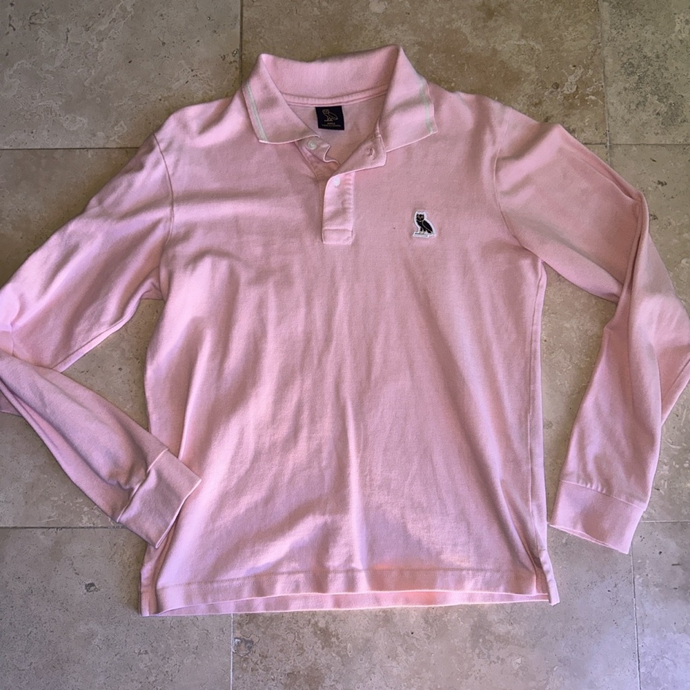 OVO Pink Polo Long Sleeve
